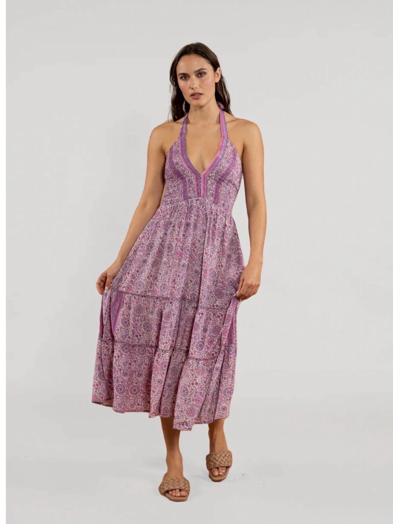Raga Nwt Moulika Sleeveless Lilac Purple Halter Midi Dress
